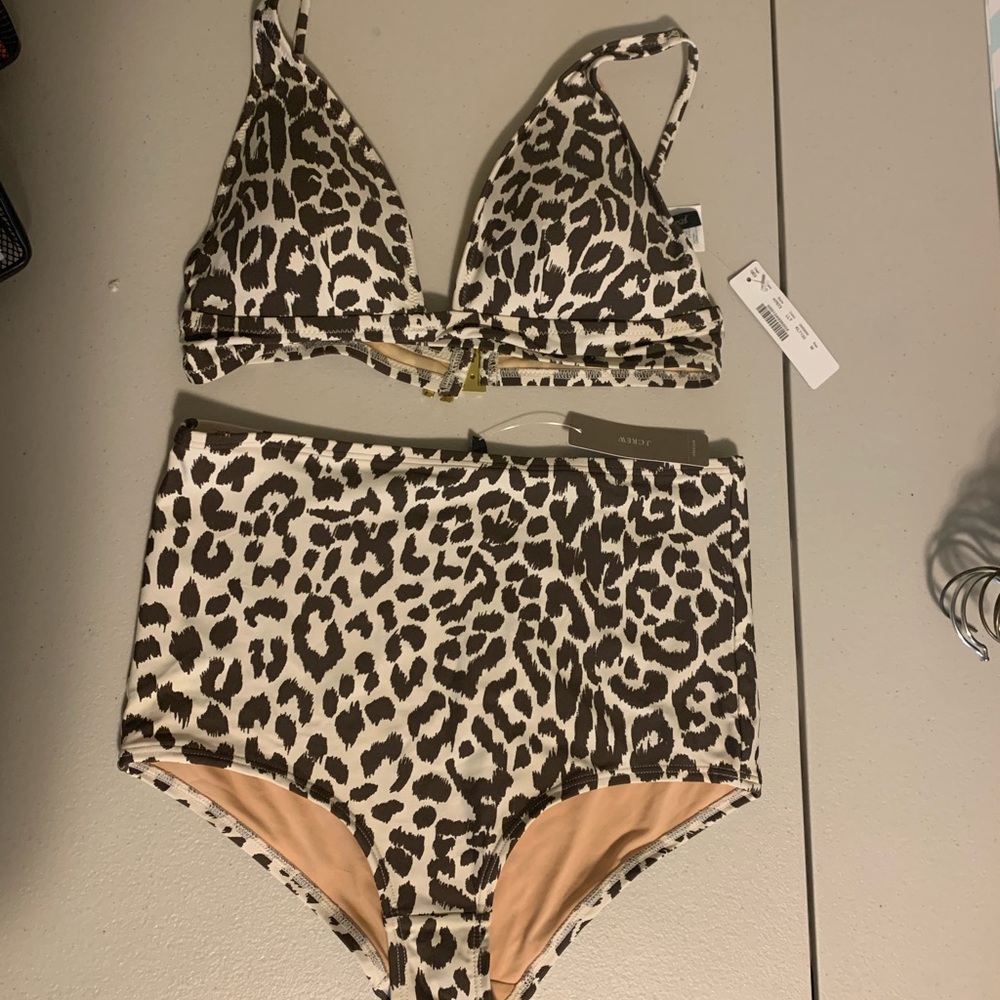 J.Crew leopard print 2 piece bathing suit.  NWT!